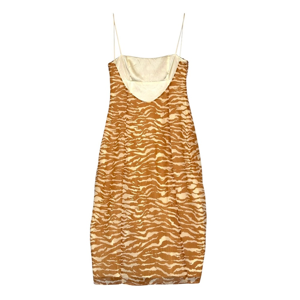 Camila Coelho Dress Bailee Zebra Print Side Slit Tan Cream M Animal Print Boho - Picture 8 of 15